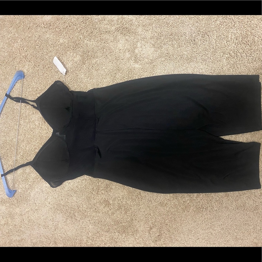Black Rib-Knit Mesa Jumpsuit